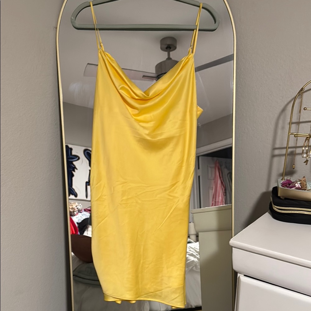 Yellow Satin Slip Dress